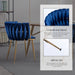 Velvet Dining Chairs with Gold Metal Legs, Set of 4, Blue