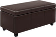 Large Espresso Brown Faux Leather Ottoman Bench