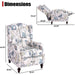 Upholstered Wingback Recliner Chair, Padded, Blue Floral