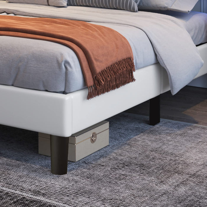 King Faux Leather Upholstered Platform Bed Frame with LED Lights