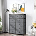 Grey Fabric 12-Drawer Tall Bedroom Dresser