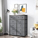 Gray Fabric 12-Drawer Tall Dresser with Wooden Top