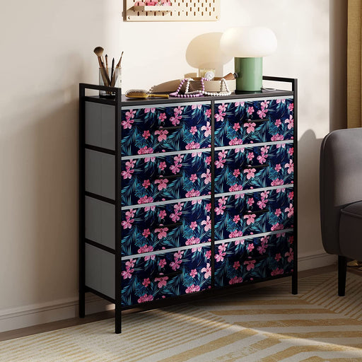 Pink Blossom 8-Drawer Dresser for Kids