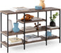 Rustic 4-Tier Console Table with Storage