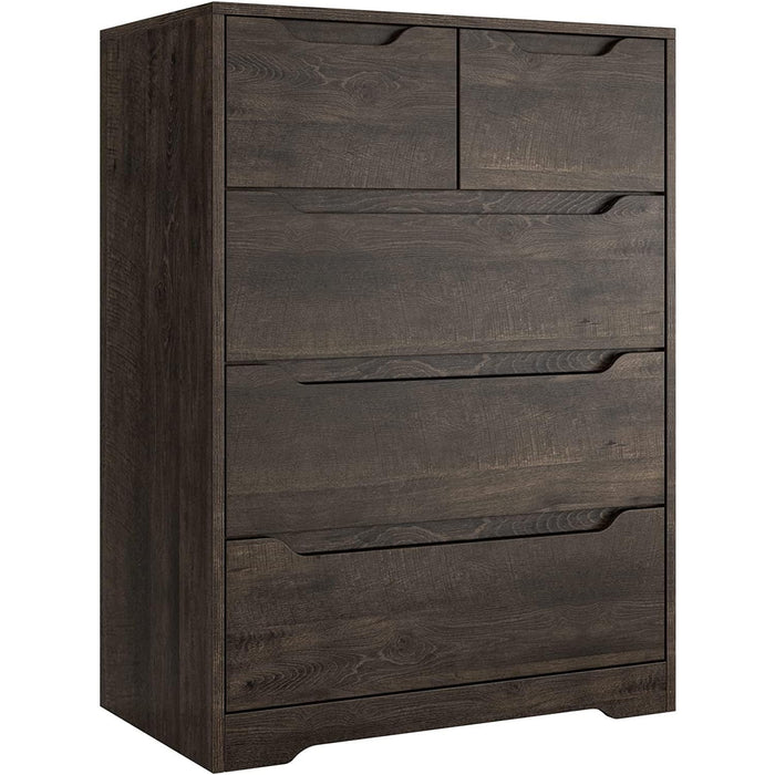 Modern Dark Brown 5-Drawer Clothing Organizer