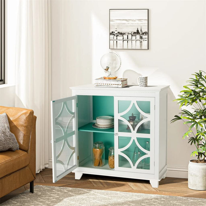 FEER Kitchen Storage Cabinet Buffet Sideboard with Glass Doors and Adjustable Shelves