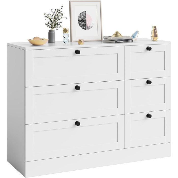 Modern White 6 Drawer Chest of Drawers
