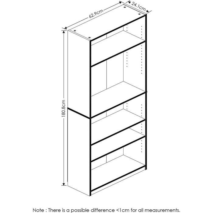 JAYA Black 5-Tier Bookcase for Home