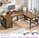 Rustic Brown L-Shaped Desk with Drawer & Storage