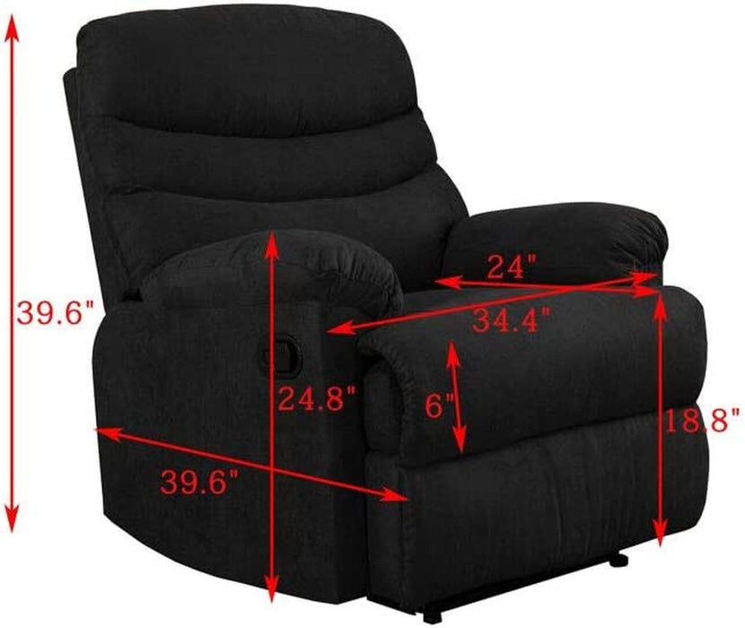 Recliner Sofa Chair, Fabric (Black)