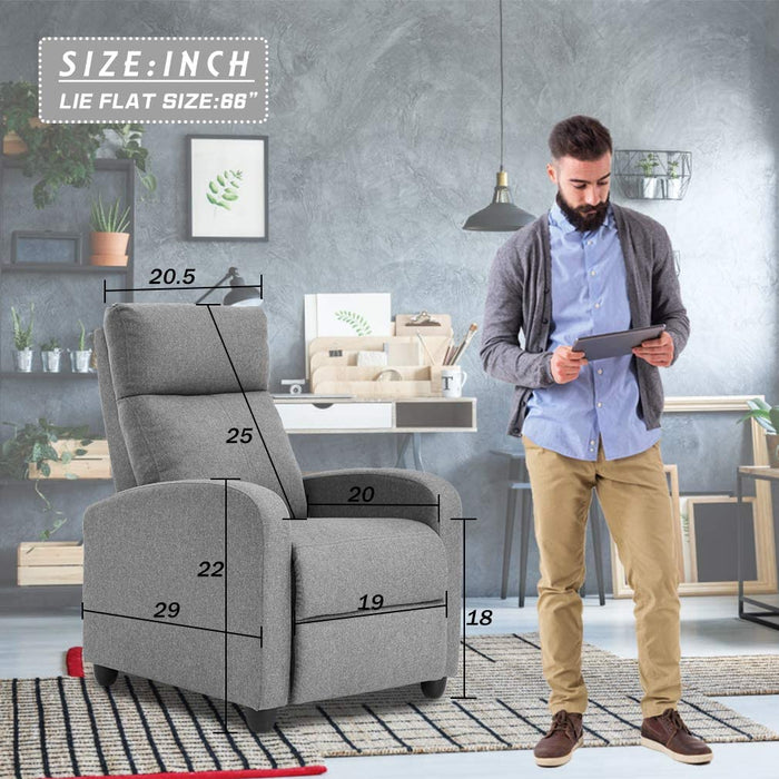 Grey Fabric Padded Seat Backrest Recliner Sofa