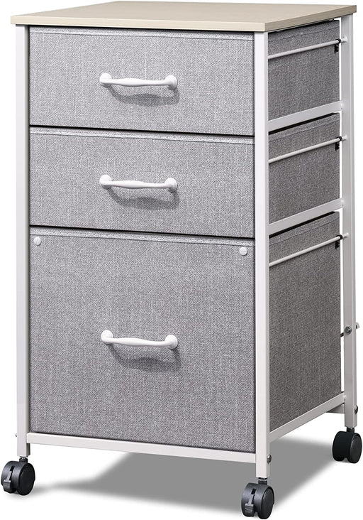 Rolling 3-Drawer Filing Cabinet for Home Office