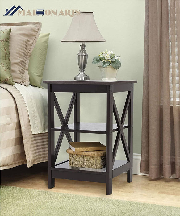 Farmhouse Rustic Nightstands Set of 2 with Storage