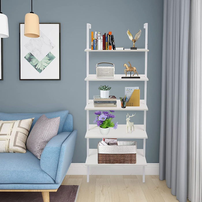 5-Tier Wall Mounted Bookcase with Open Shelves