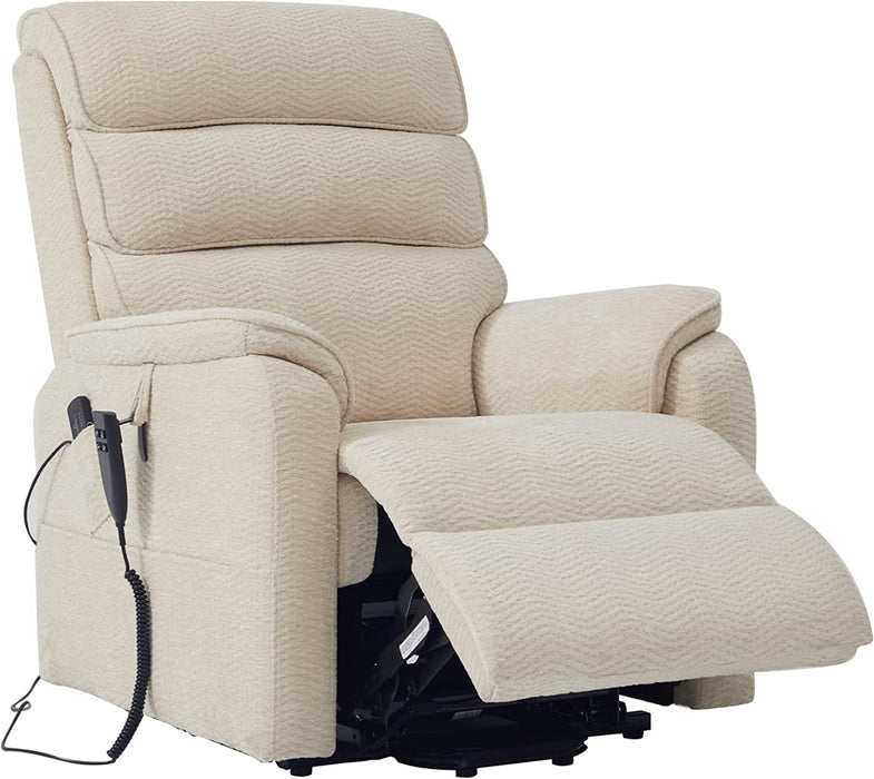 Beige Chenille Electric Power Lift Recliner