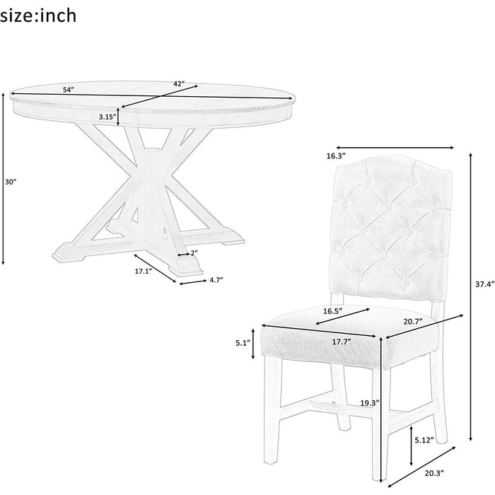 5 Piece Extendable Dining Table Set