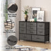 Dark Grey Wood 9-Drawer Wide Dresser for TV Stand