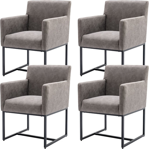 Set of 4 Upholstered Armchairs, Grey