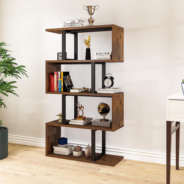 5-Tier S-Shaped Bookshelf for Home Office