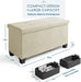 Multi-Functional Ivory Ottoman with Storage Bins