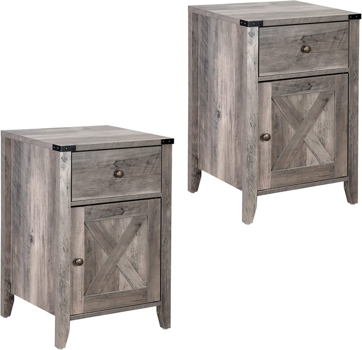 Barnwood Rustic Nightstand, Grey