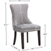 Set of 2 Light Gray Velvet Tufted Wingback Dining Side Chairs, Nailhead, Solid Wood Legs