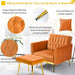 Velvet Accent Chair with Adjustable Armrests, Orange