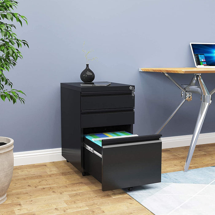 Mobile File Cabinet with Lock for Office Storage