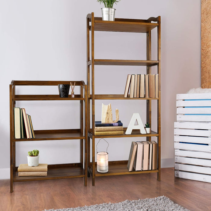 Folding Bookcase in Warm Brown Finish