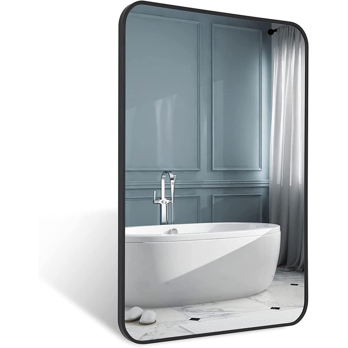 Black Metal Framed Bathroom Wall Mirror