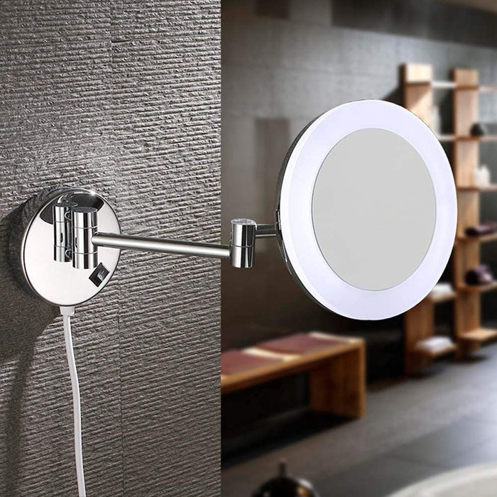 Bathroom Wall-Mounted Acrylic Foldable Retractable Magnifying Mirror