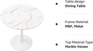 Modern round Dining Table, 32", Faux Marble Top, White