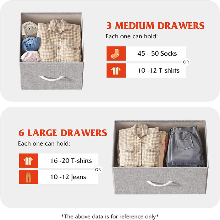 9-Drawer Fabric Storage Tower Dresser