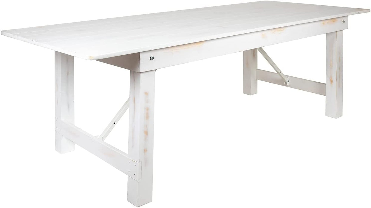 Rustic White Solid Pine Folding Farm Table