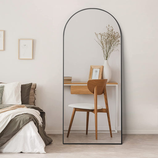 Full Length Mirror, 65″ X 23.6″ Floor Mirror with Stand Hanging or Leaning, Arched Freestanding Mirror