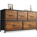 Rustic Wood 5-Drawer Dresser Tower for Storage