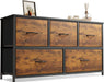 Rustic Wood 5-Drawer Dresser Tower for Storage