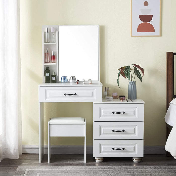 White Vanity Set with Lighted Mirror