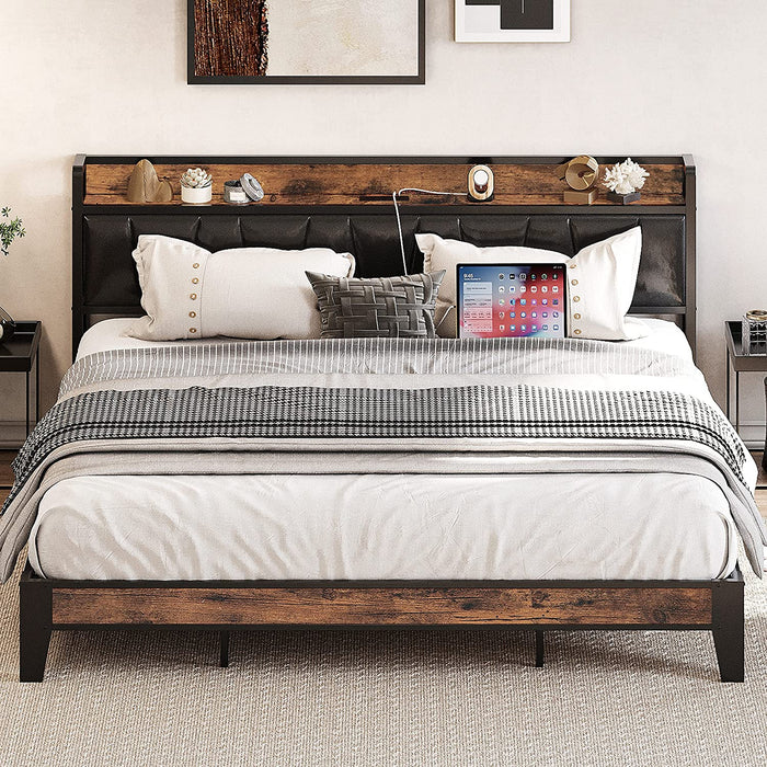 King Storage Bed Frame with Charging Station