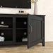 Modern Farmhouse TV Stand with Barn Doors (Black, 70 Inch)