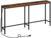 Rustic Brown Console Table with Charging Station