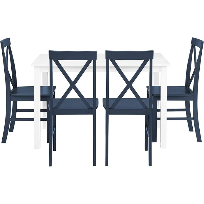 Navy Blue Farmhouse Table and X-Back Chair Dining Set