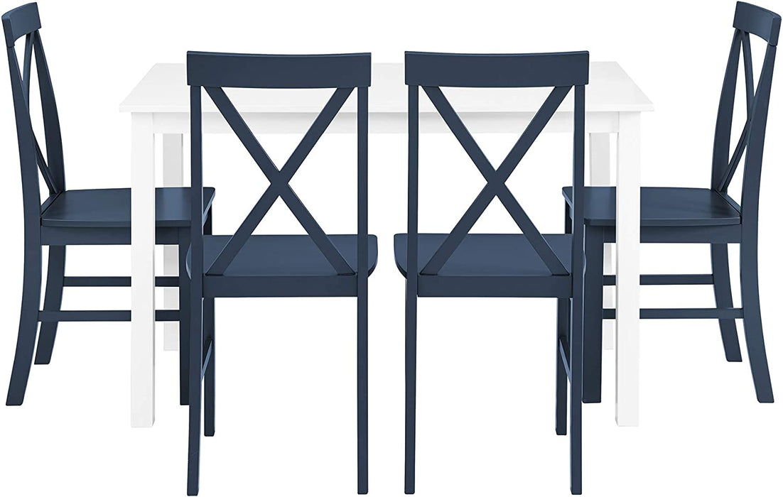Navy Blue Farmhouse Table and X-Back Chair Dining Set