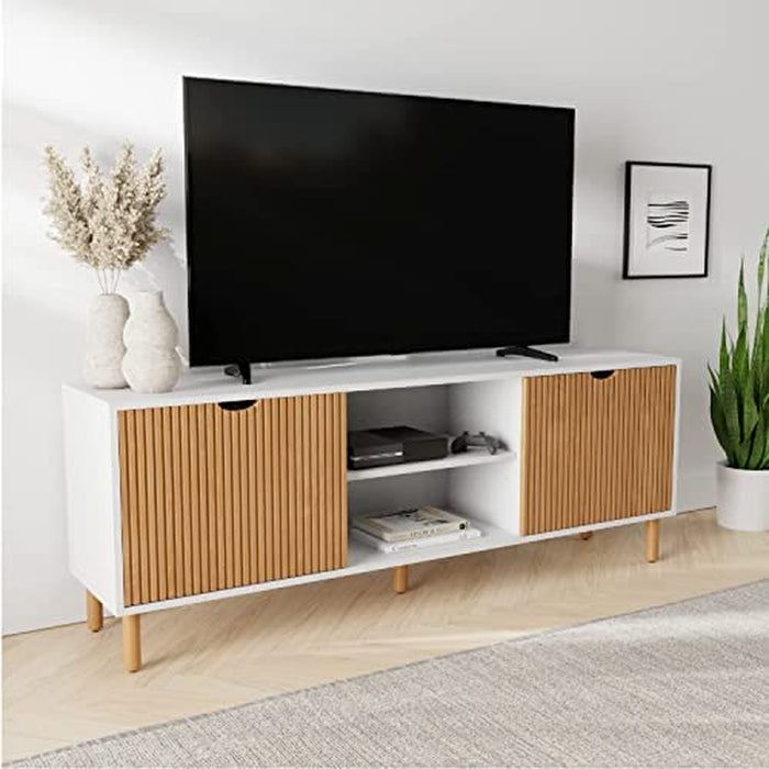 Fluted TV Stand with Storage - 70″ Console