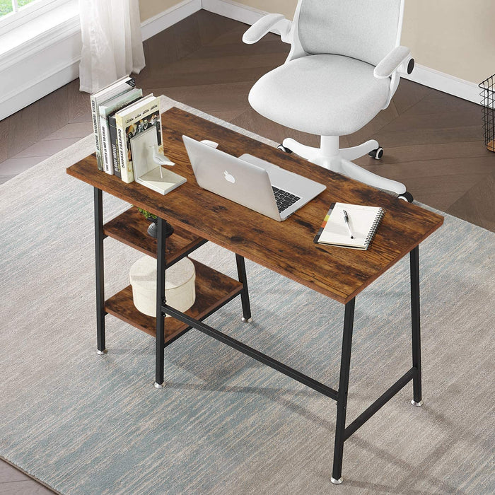 Industrial Style Home Office Desk with Shelves