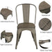 Metal Dining Chairs Set of 4, Gun Metal