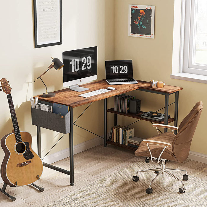 Small L-Shaped Desk with Storage Shelves