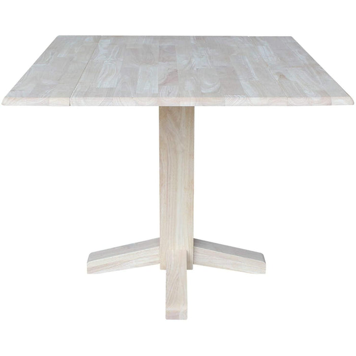 Square Dual Drop Leaf Dining Table in Unfinished Wood
