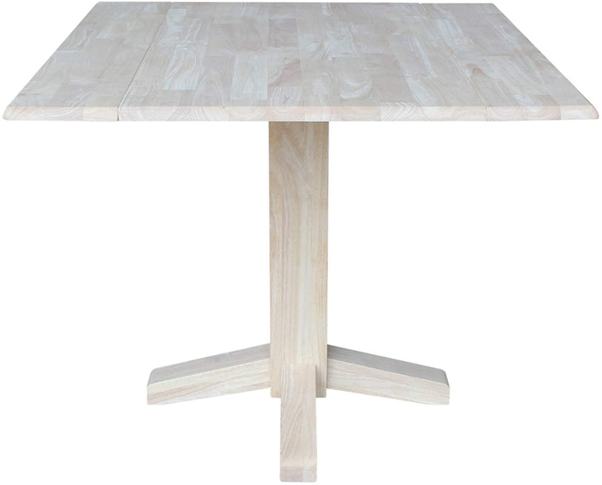 Square Dual Drop Leaf Dining Table in Unfinished Wood