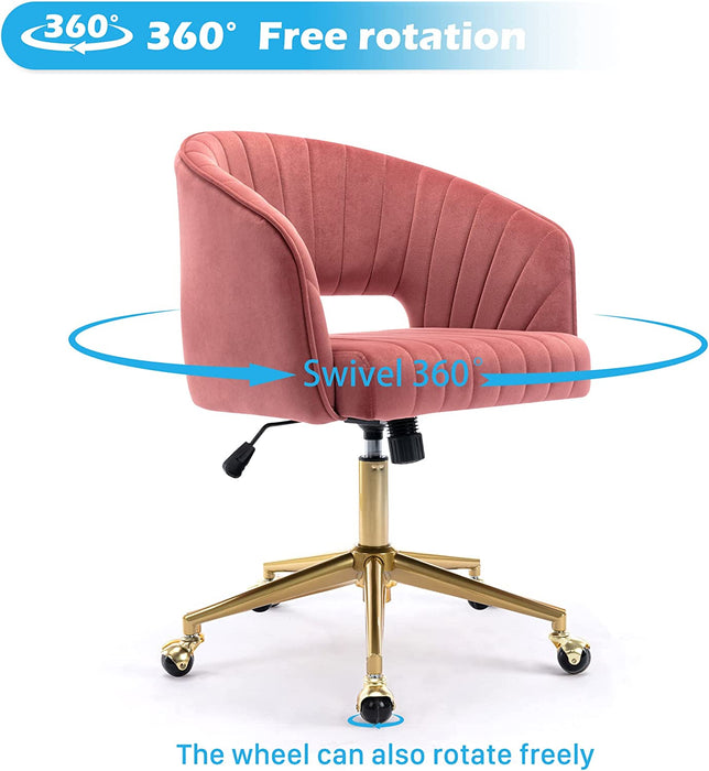 Velvet Swivel Chair with Gold Base for Girls